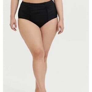Torrid High Waist Ruched swim bottom black